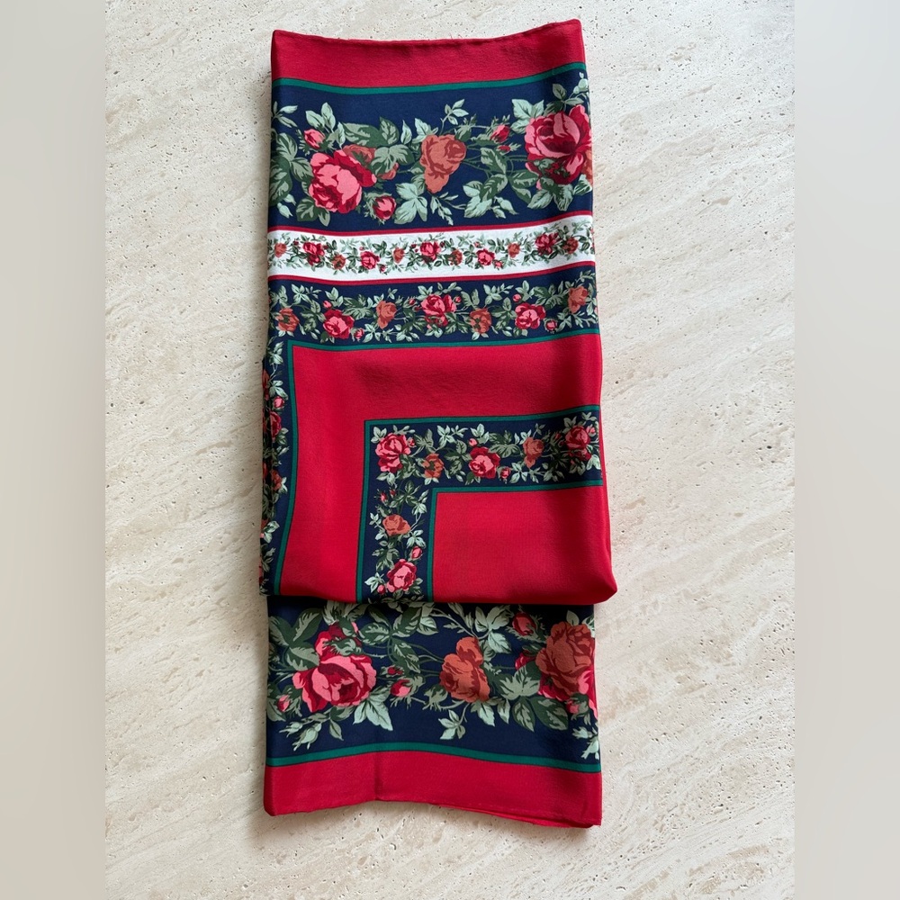 Yves Saint Laurent Floral Silk Square ScarfπΉ - Picture 6 of 10